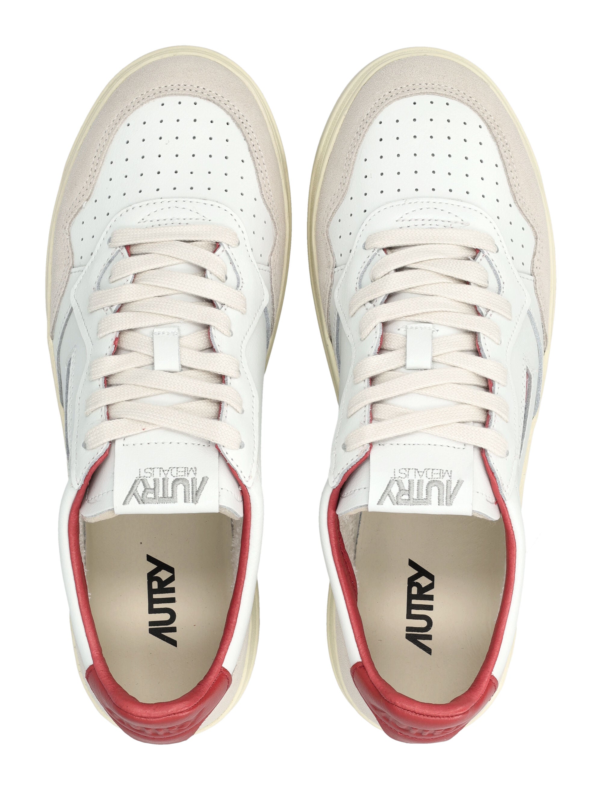 Autry Medalist Low White & Red Leather And Suede Sneakers Upper