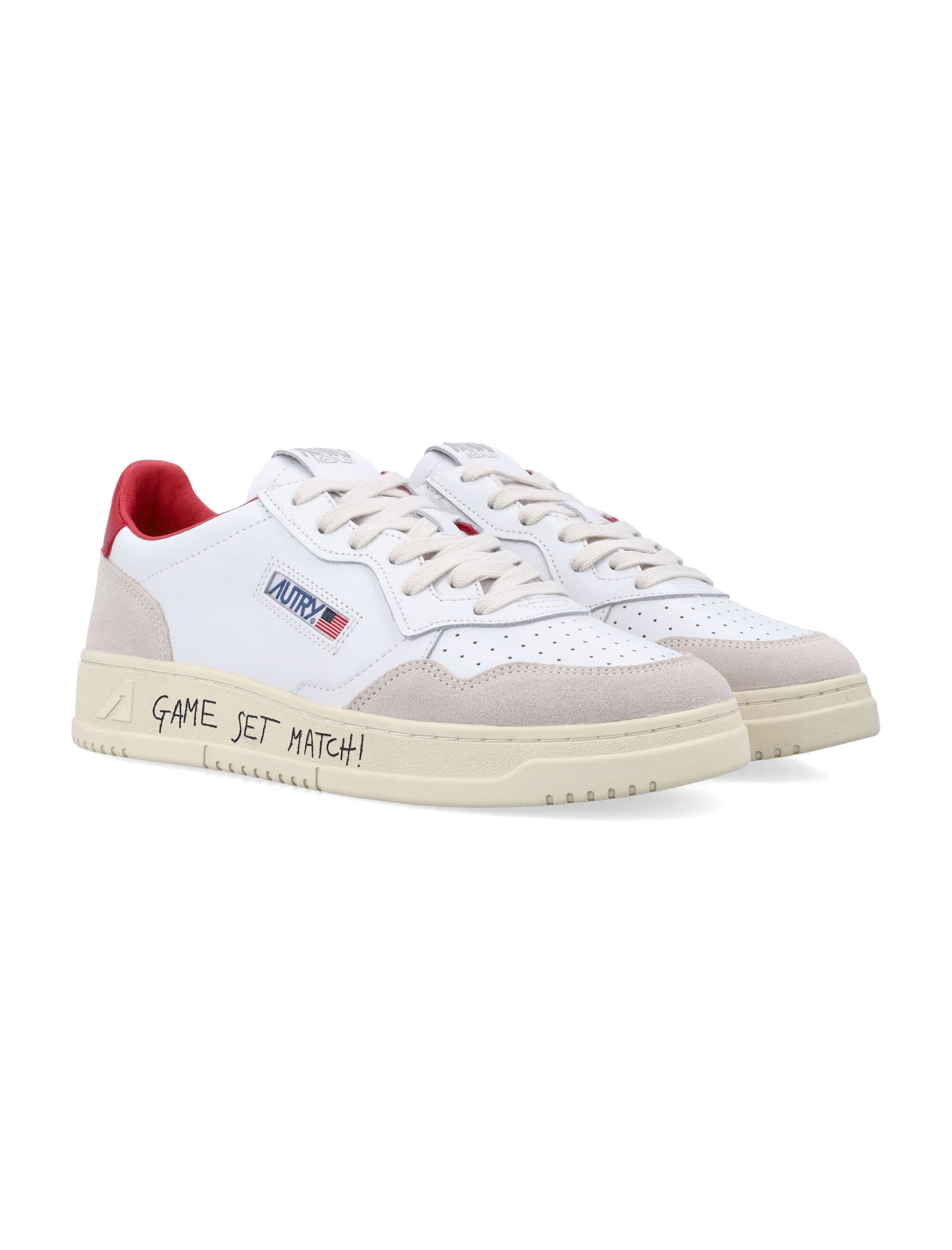 Autry Medalist Low White & Red Leather And Suede Sneakers Upper