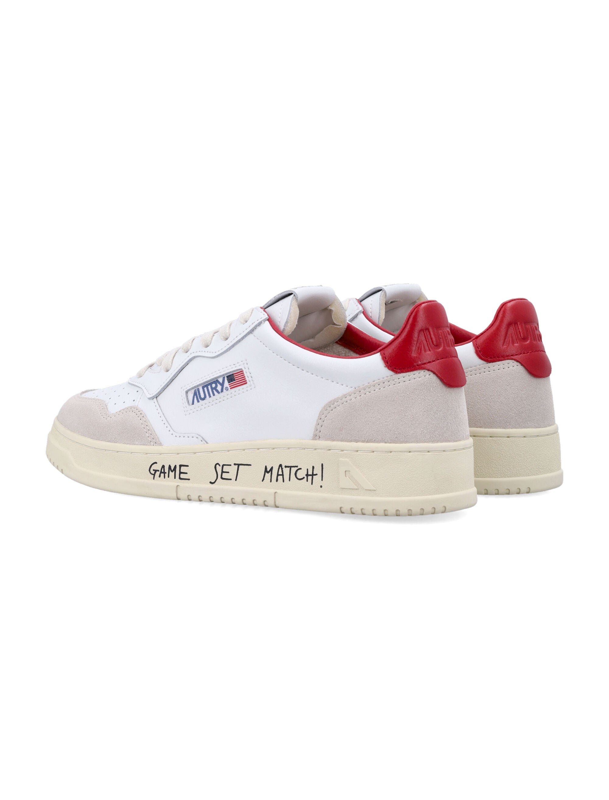 Autry Medalist Low White & Red Leather And Suede Sneakers Upper