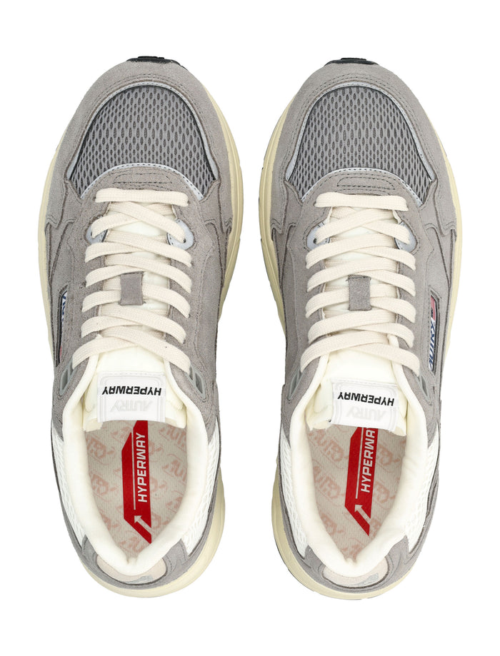 Autry Hyperway mesh & suede grey sneakers Plumbeo Marshmallow Upper