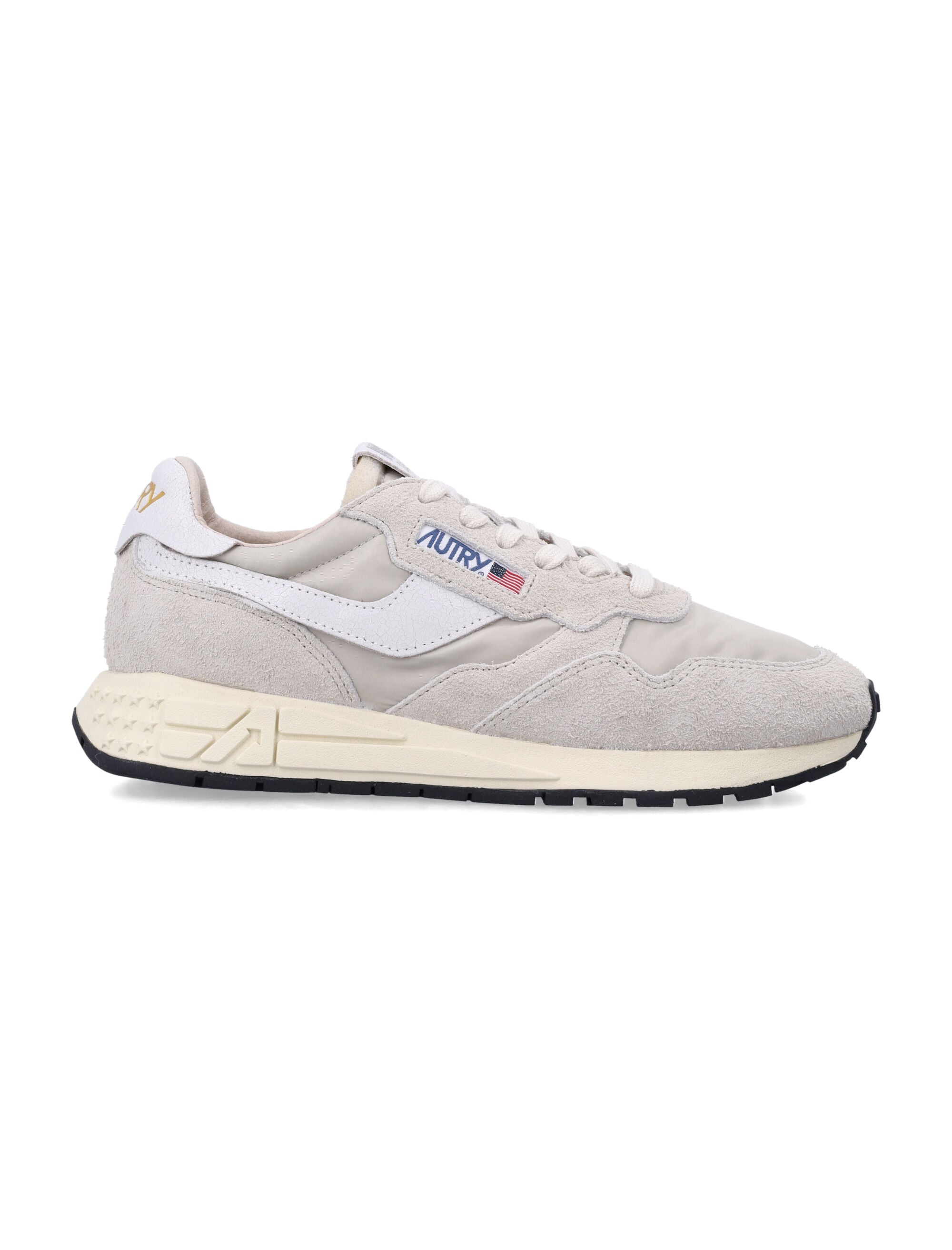 Autry Reelwind Low Hay Nylon & Suede Sneakers White Pelican Upper