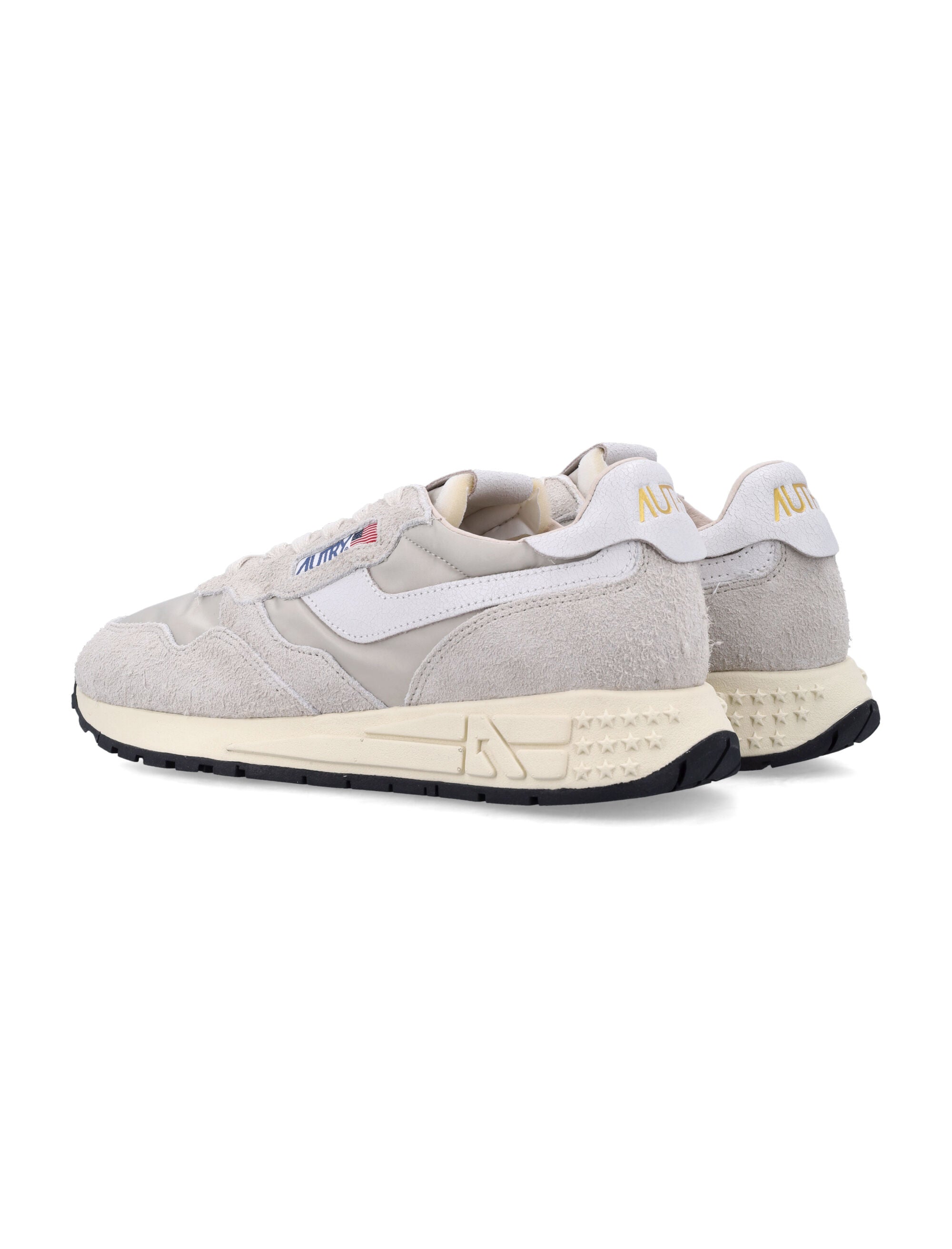 Autry Reelwind Low Hay Nylon & Suede Sneakers White Pelican Upper