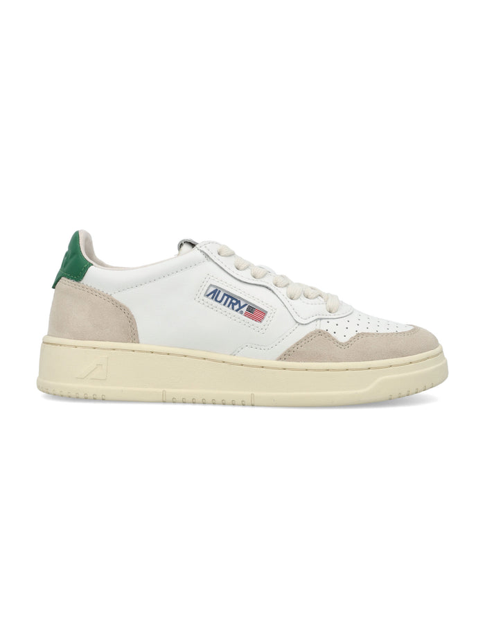 Autry Medalist leather and suede low womans sneakers - white amazon Upper