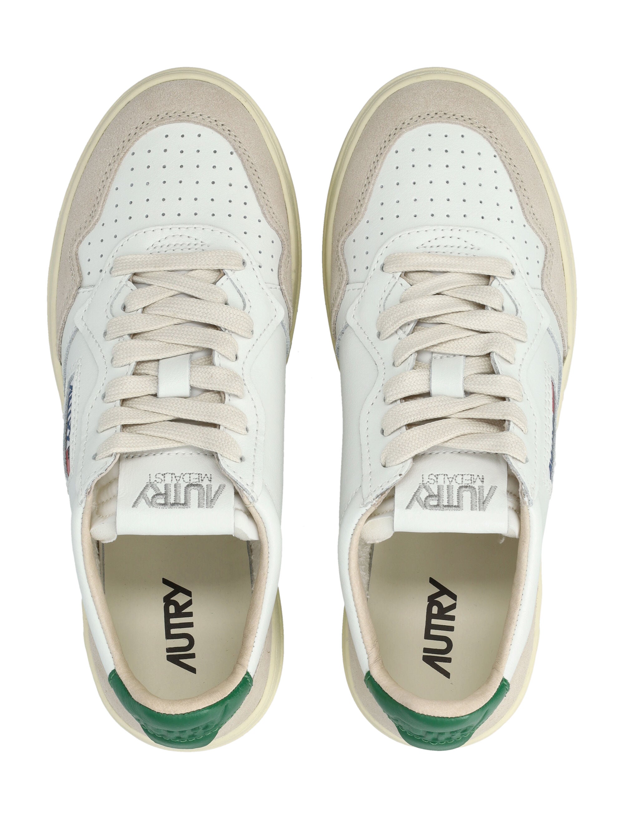 Autry Medalist leather and suede low womans sneakers - white amazon Upper