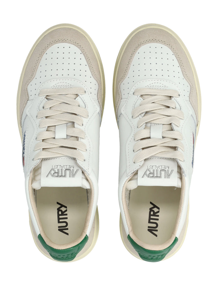 Autry Medalist leather and suede low womans sneakers - white amazon Upper