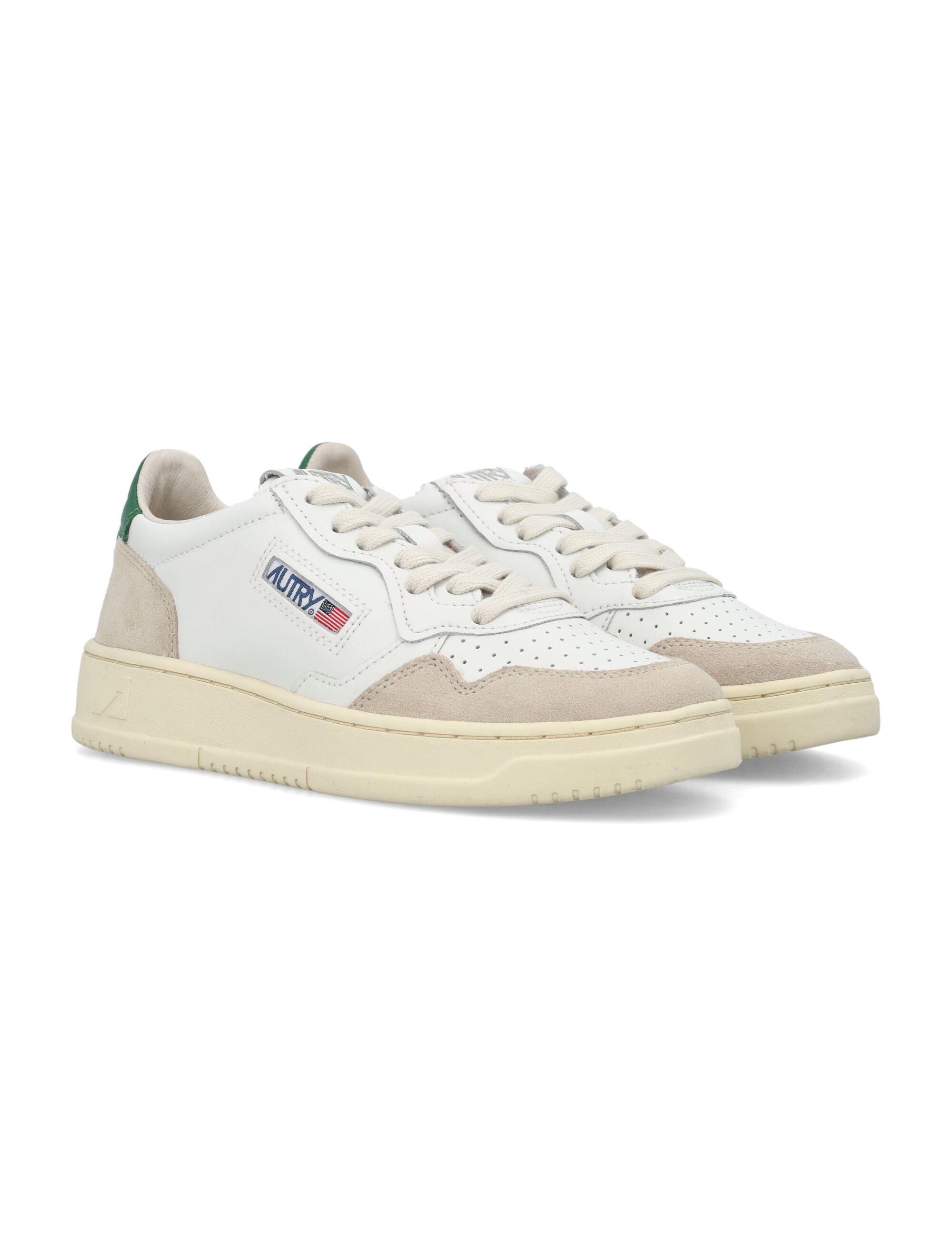 Autry Medalist leather and suede low womans sneakers - white amazon Upper