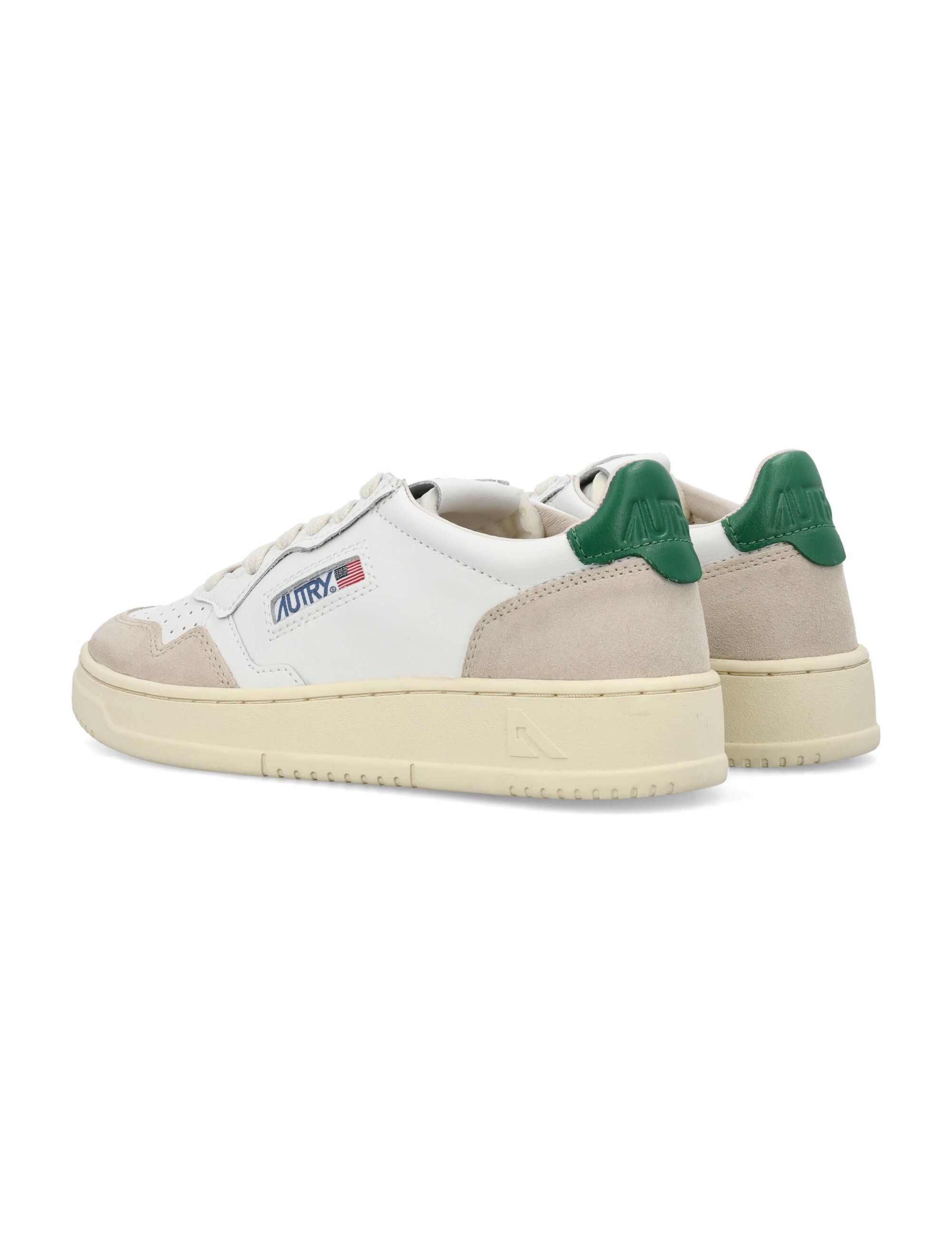 Autry Medalist leather and suede low womans sneakers - white amazon Upper
