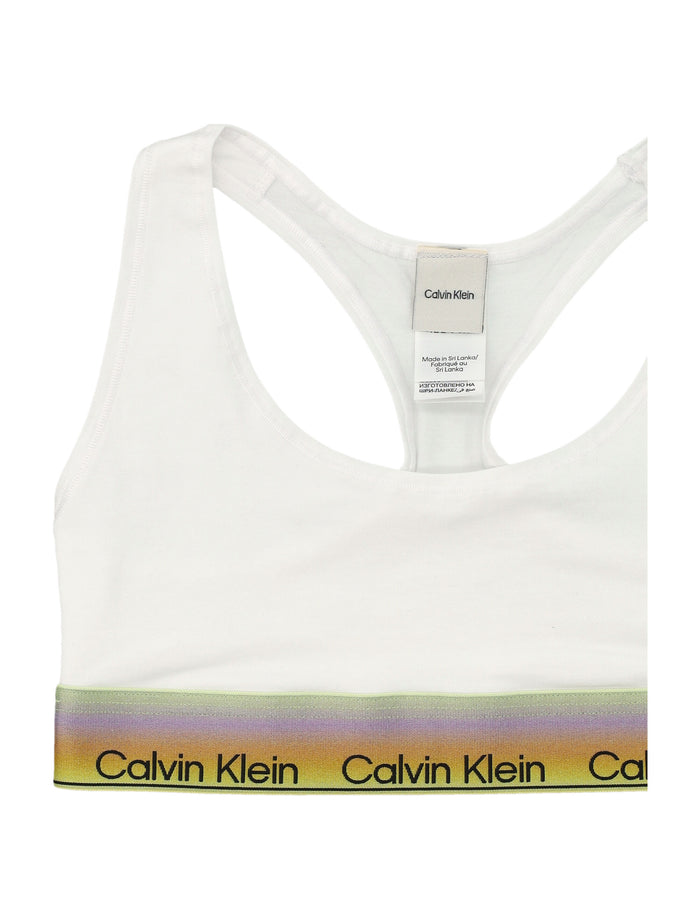 Calvin Klein Multicolor Logo Band Bralette White Cotton Bra
