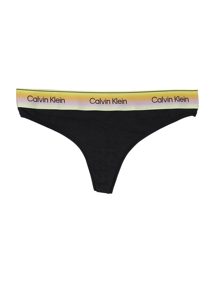 Calvin Klein Multicolor Logo Band Thong Black Cotton Underwear