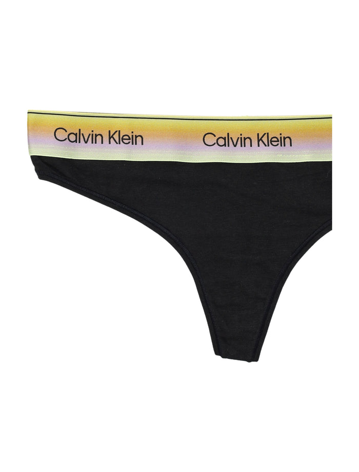 Calvin Klein Multicolor Logo Band Thong Black Cotton Underwear