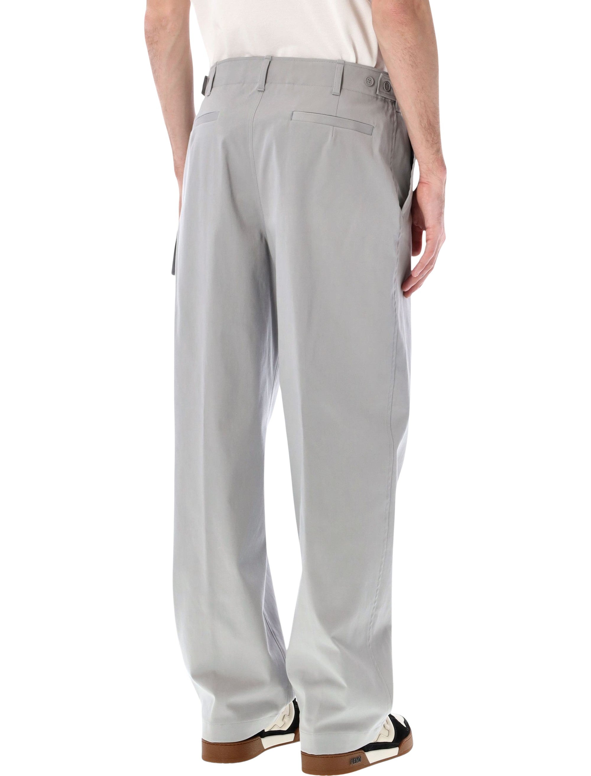 Fendi gabardine cargo trousers Silver Cotton Pant
