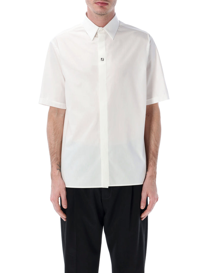 Fendi logo-appliqué short sleeve shirt Bianco Cotton