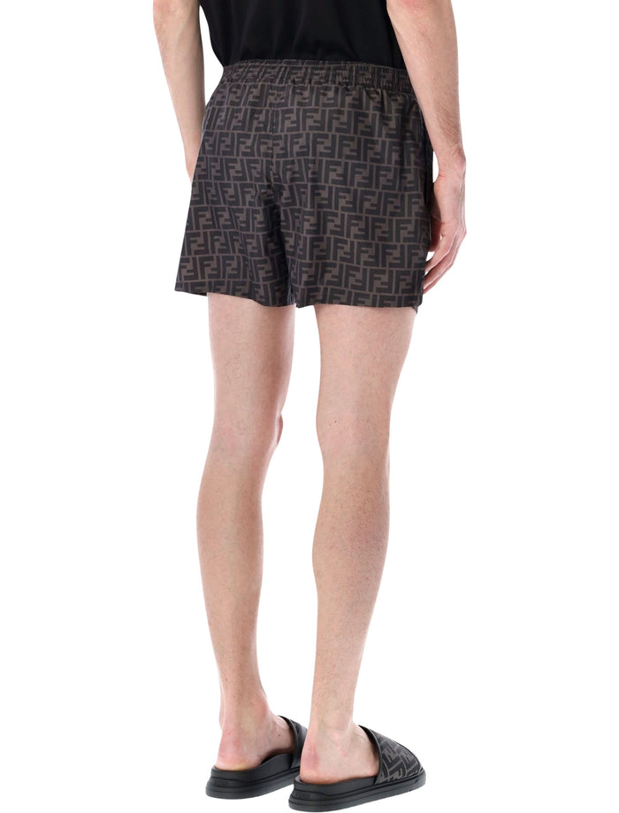 Fendi Ff Nylon Swim Shorts Grey Polyester Lining Swimwear