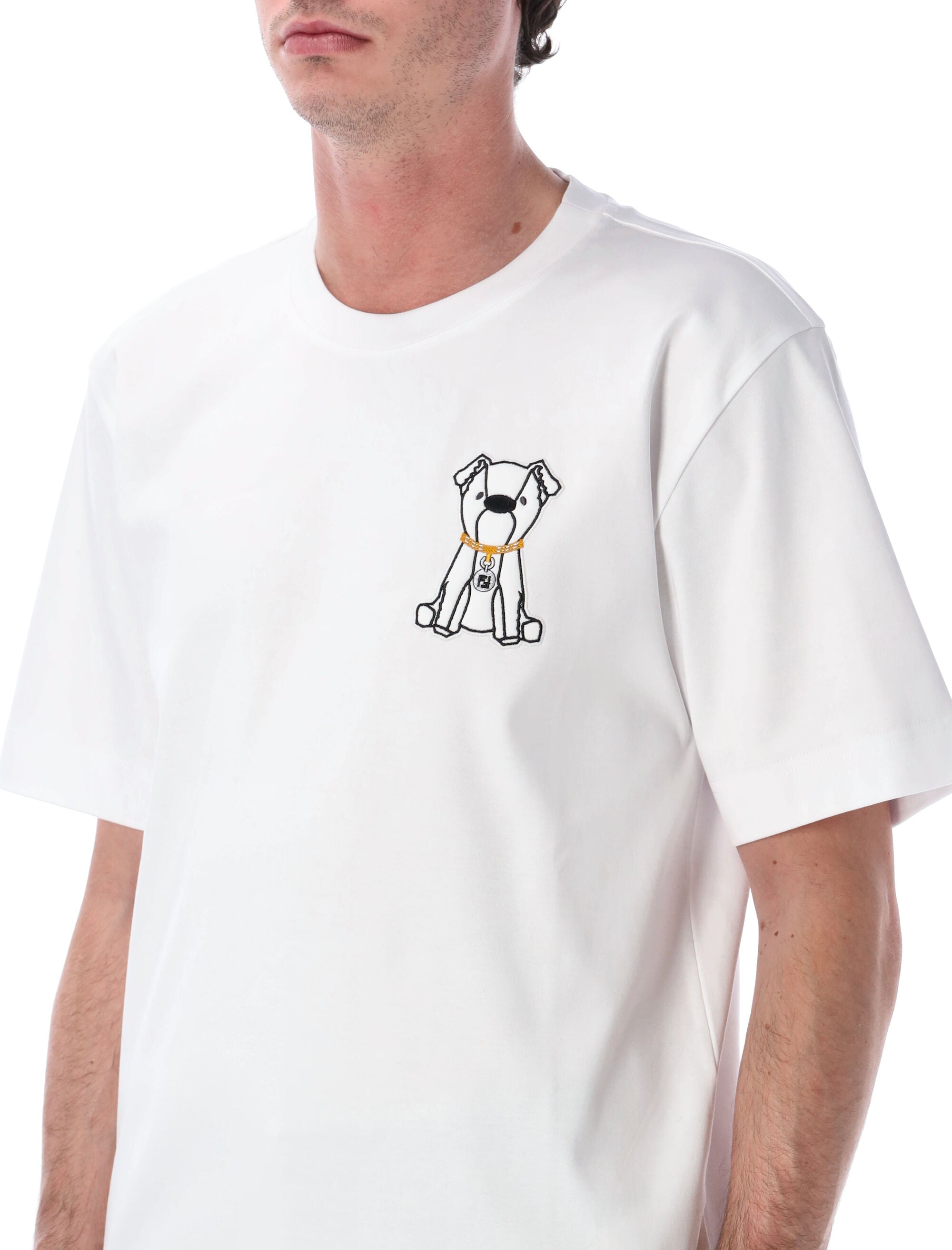 Fendi white cotton ITO dog t-shirt Bianco Tshirt