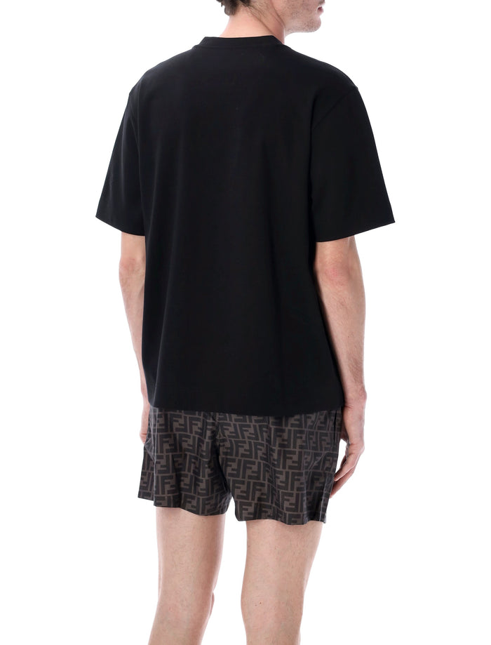 Fendi cotton jersey t-shirt with dog patch Black Tshirt
