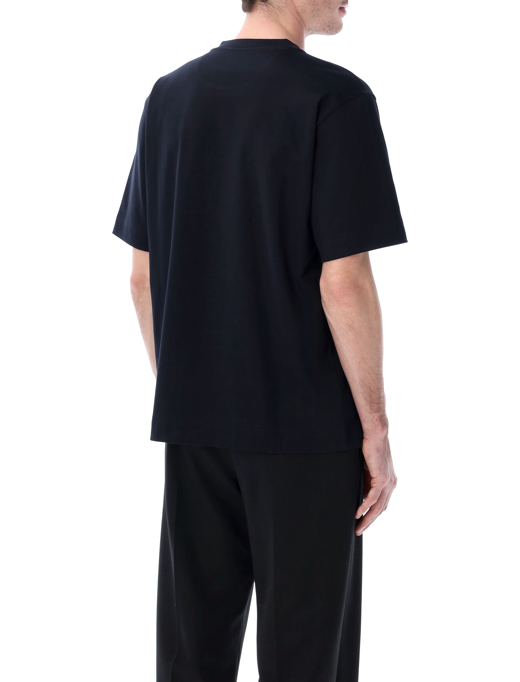 Fendi cotton jersey t-shirt with dog patch Dark Blue Tshirt