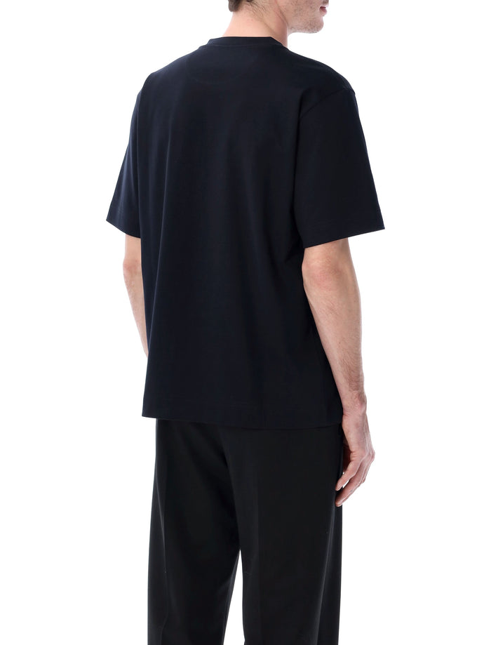 Fendi cotton jersey t-shirt with dog patch Dark Blue Tshirt