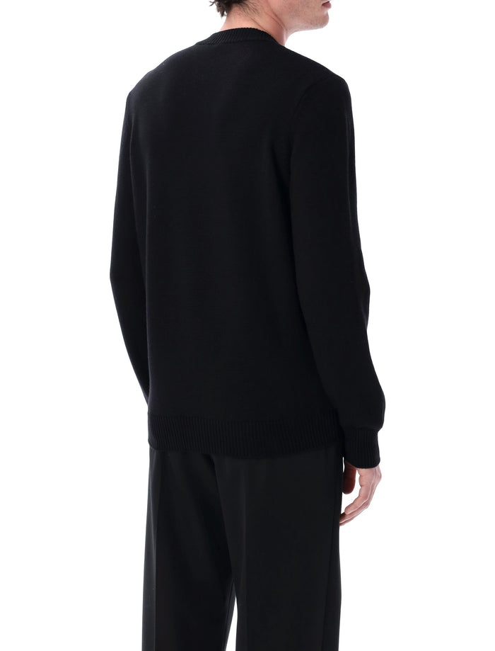 Fendi black wool knit FF pullover Nero+nocciola Virgin Sweater