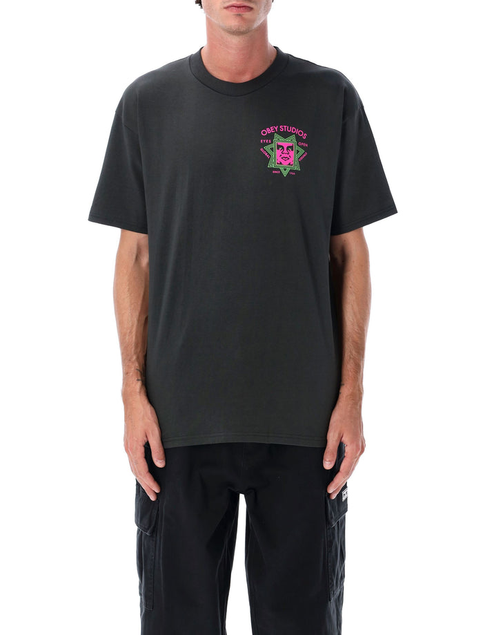 Obey Global Visuals T-shirt Vintage Black Cotton Tshirt