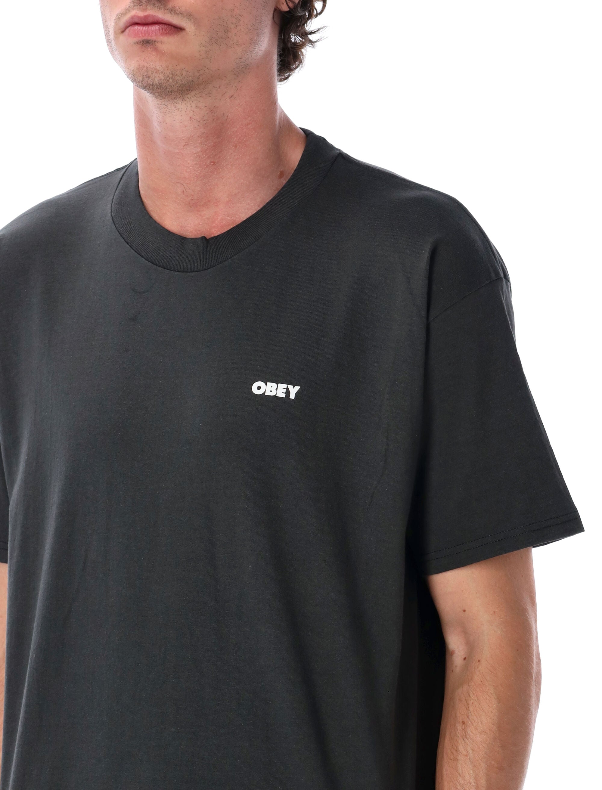 Obey World in Flames T-shirt Vintage Black Cotton Tshirt