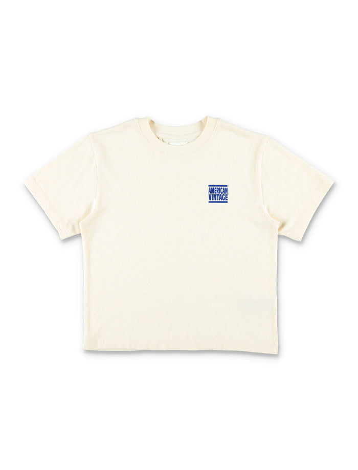 American Vintage kids Ykobow cotton t-shirt with printed logo Ecru