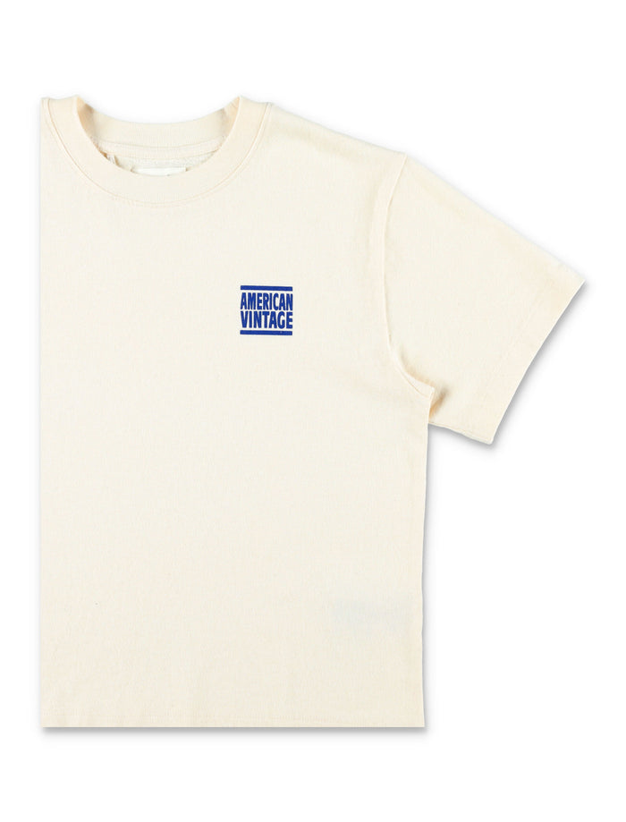 American Vintage kids Ykobow cotton t-shirt with printed logo Ecru