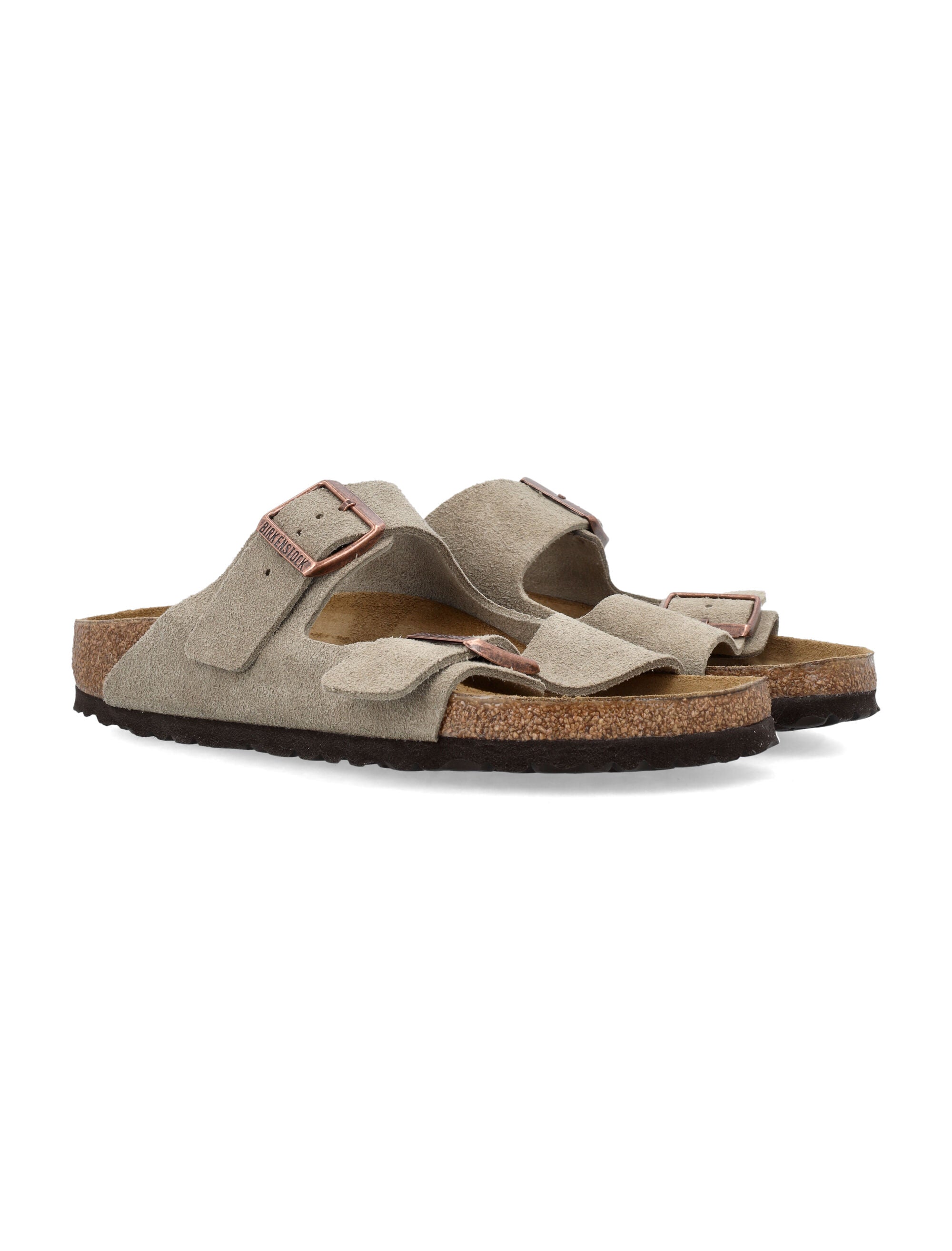 Birkenstock Arizona Suede Flat Sandals in Taupe Upper
