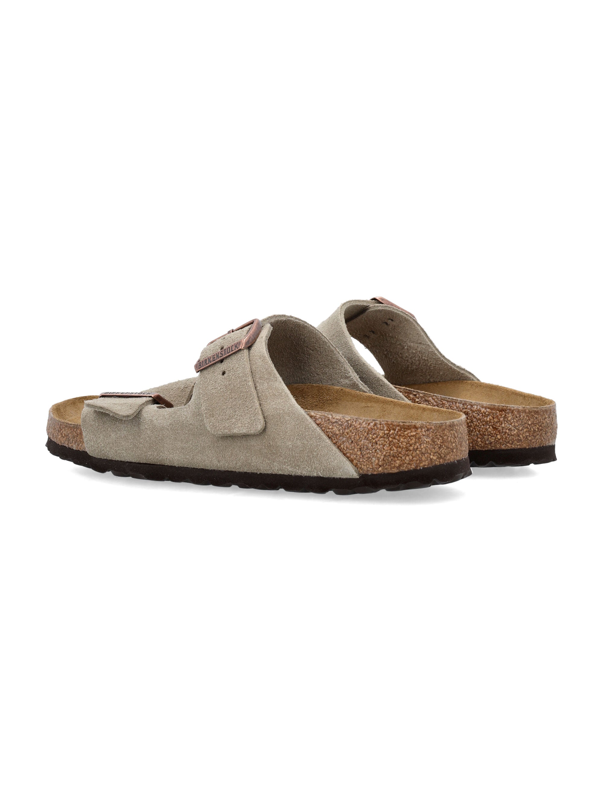 Birkenstock Arizona Suede Flat Sandals in Taupe Upper