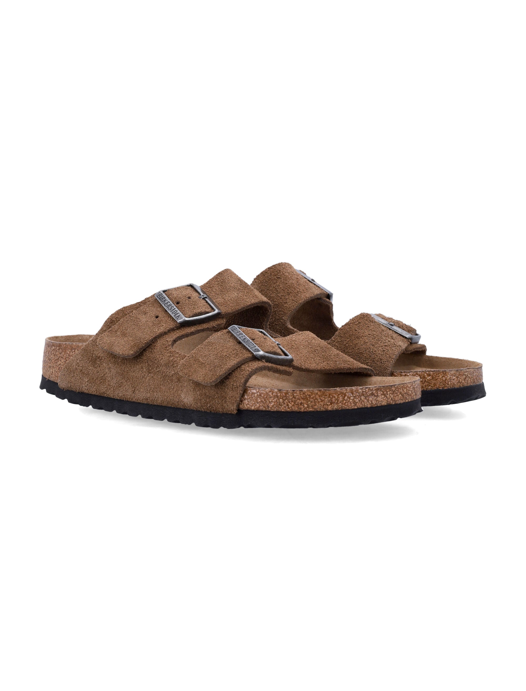 Birkenstock Arizona Suede Flat Sandals in Dark tea Dk Upper
