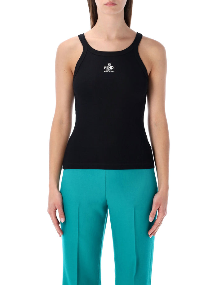 Fendi cotton rib sleeveless Top Black