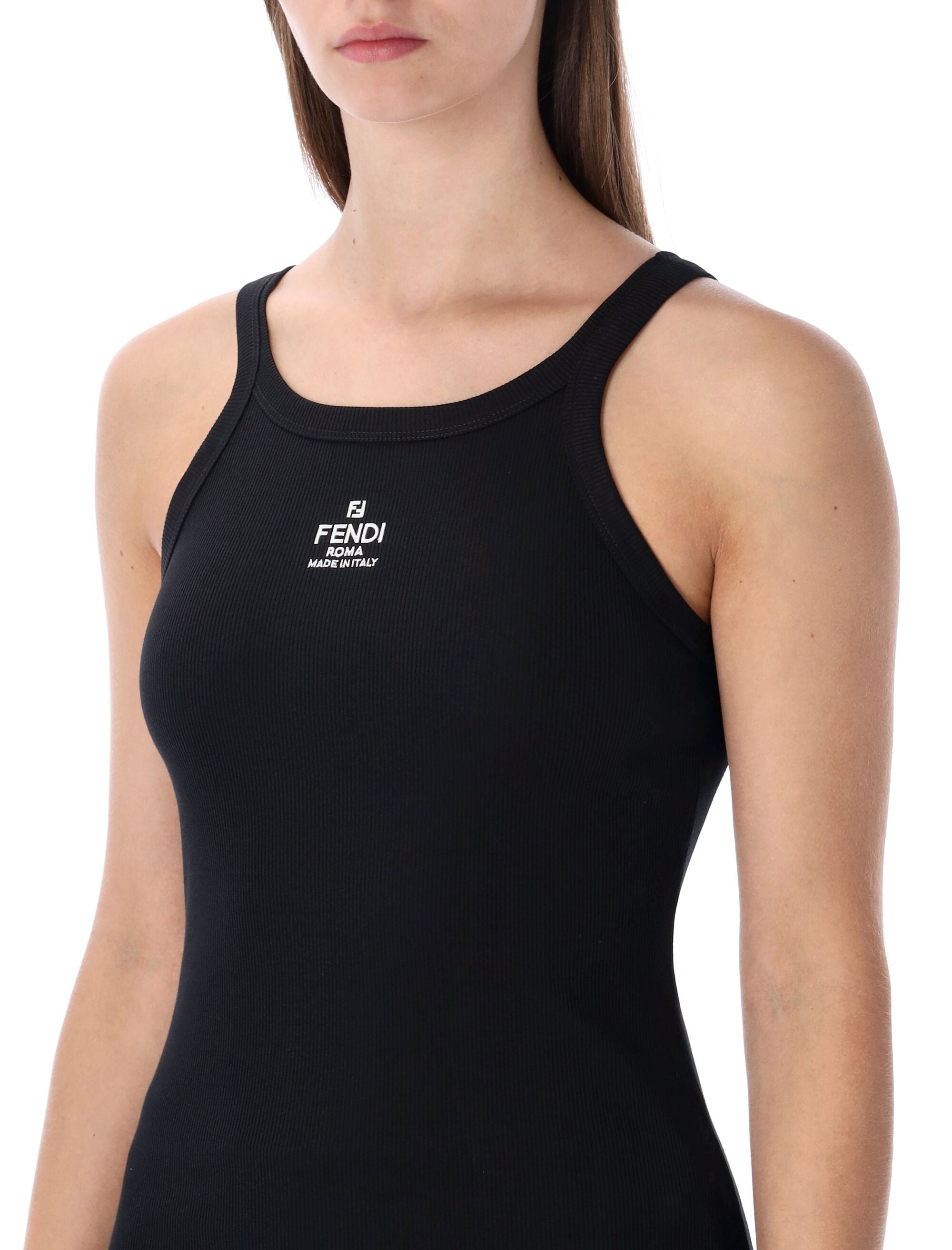 Fendi cotton rib sleeveless Top Black