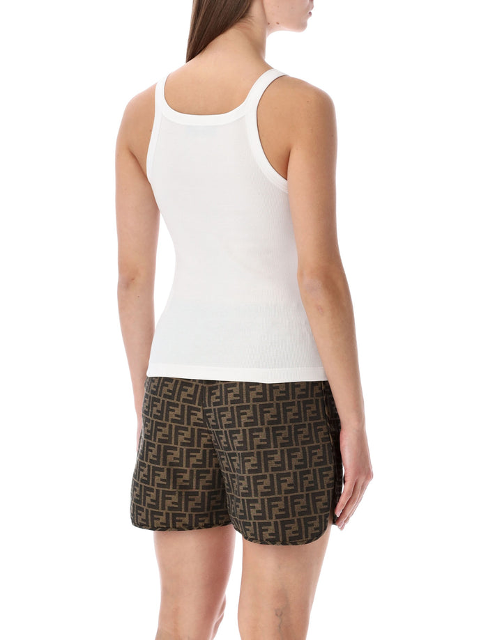 Fendi cotton rib sleeveless Top White