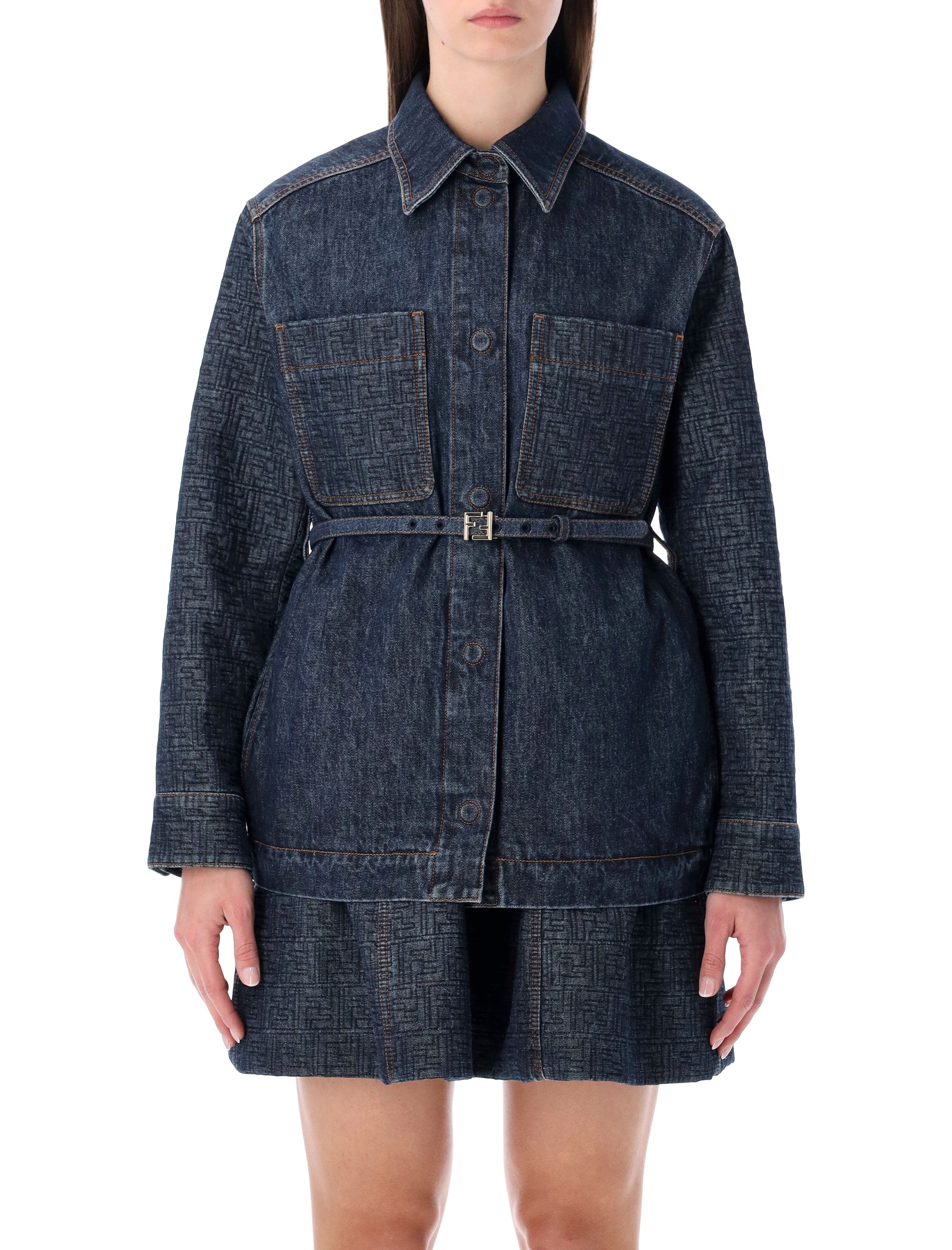 Fendi dark blue denim Go-To Jacket Cotton Lining