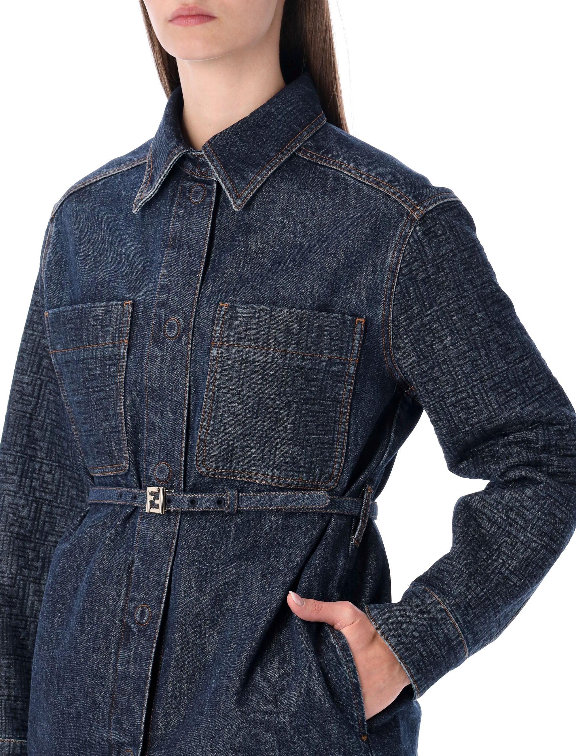 Fendi dark blue denim Go-To Jacket Cotton Lining