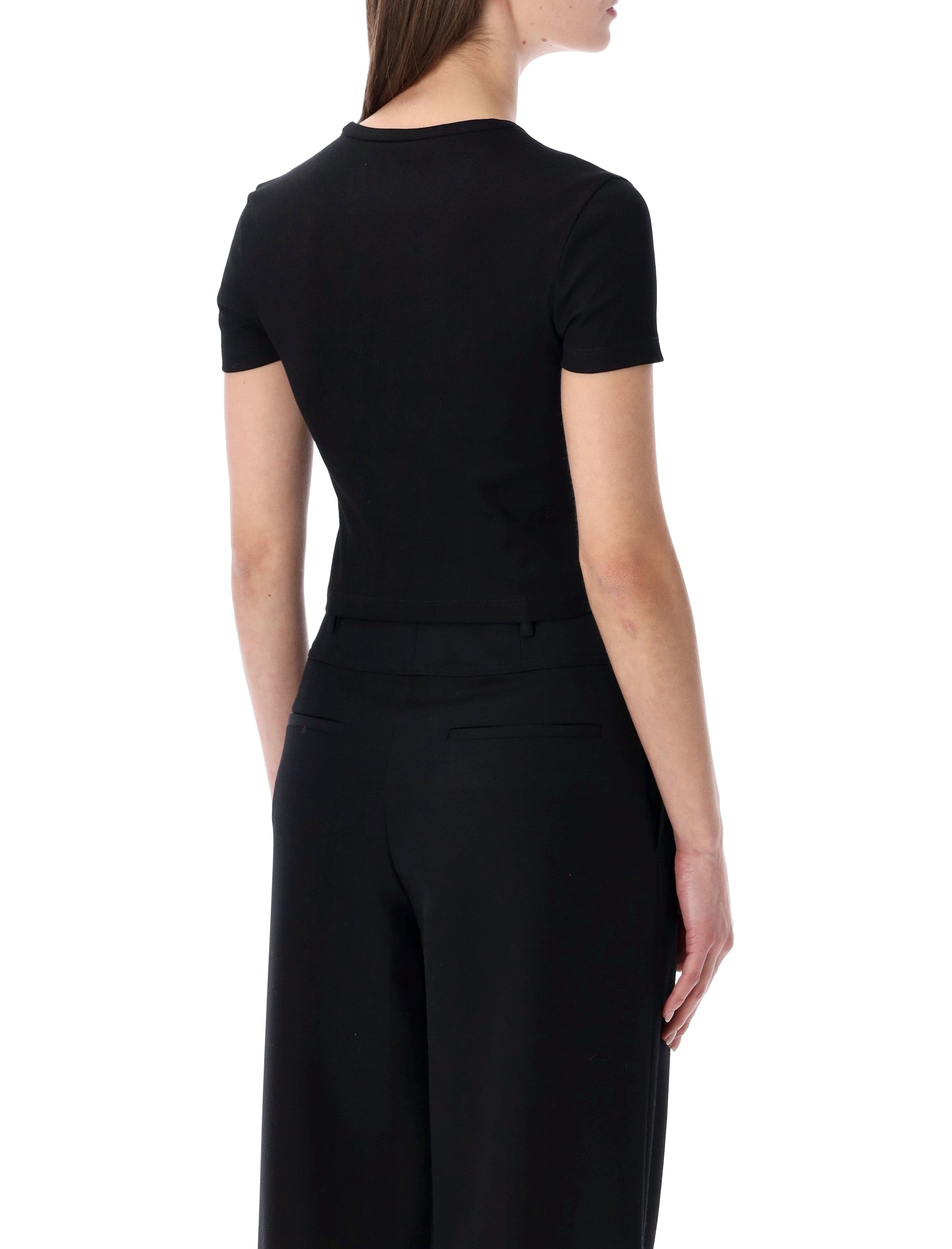 Fendi Ribbed Cotton T-Shirt Black Tshirt