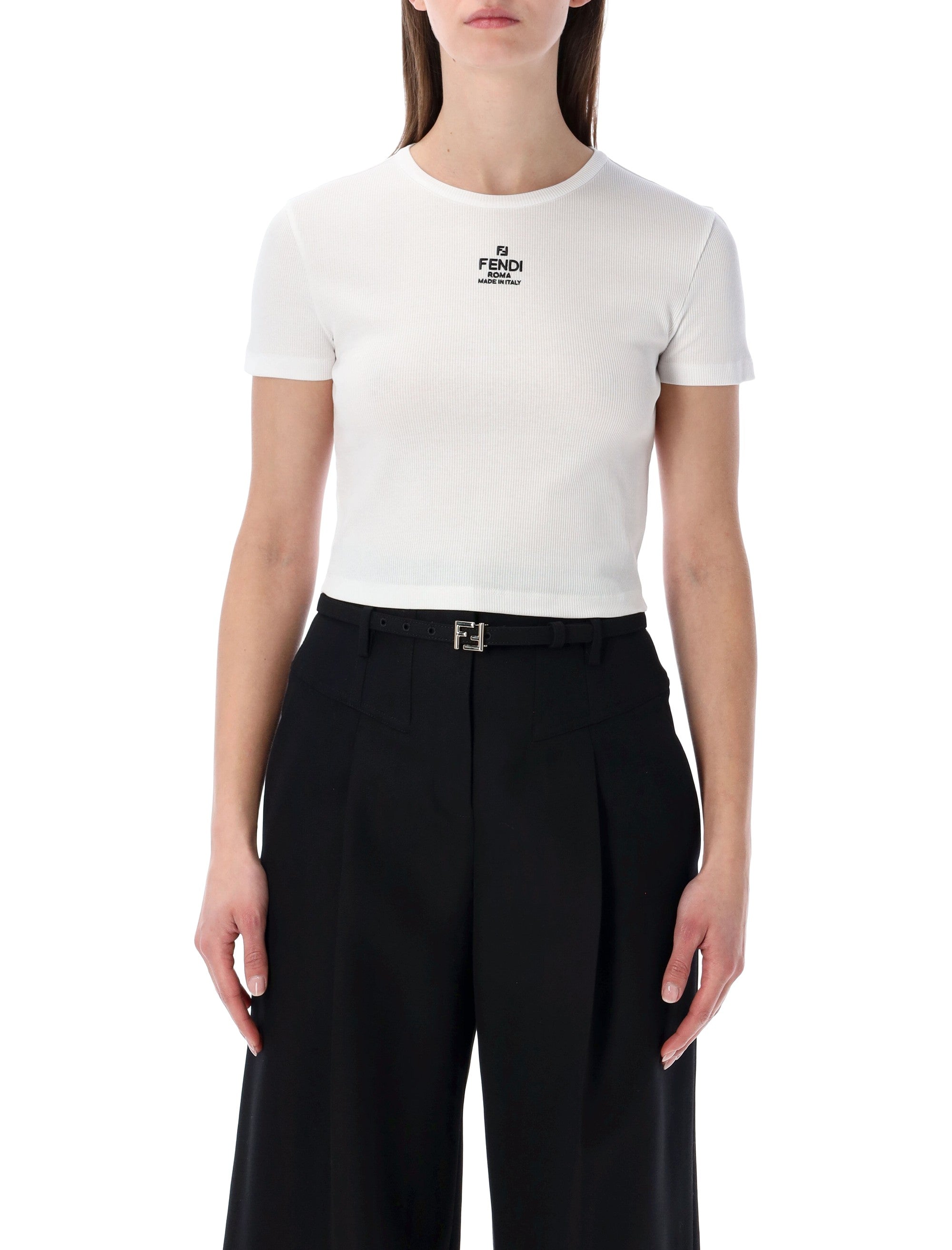 Fendi ribbed cotton t-shirt White Tshirt