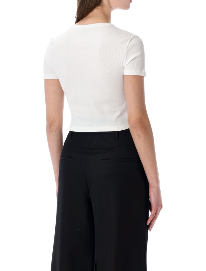 Fendi Ribbed Cotton T-Shirt White Tshirt