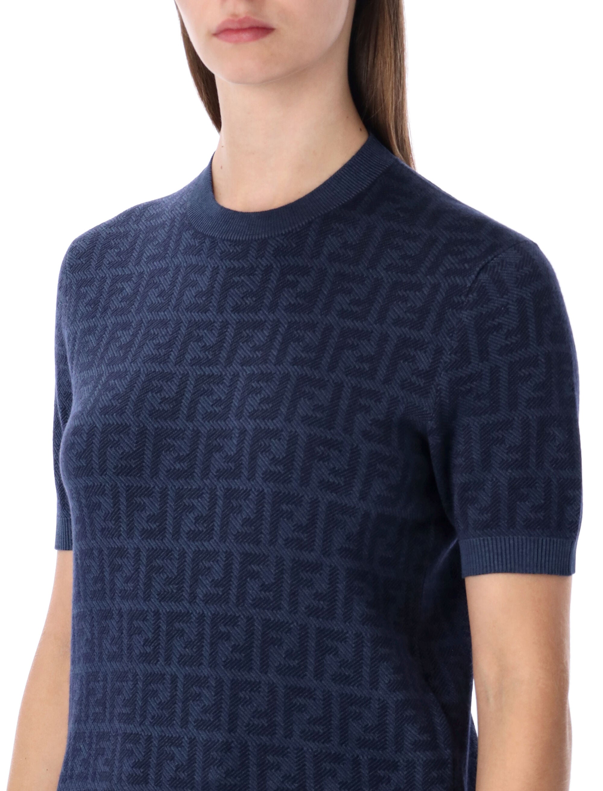 Fendi FF wool silk jacquard jumper Dark Blue Sweater