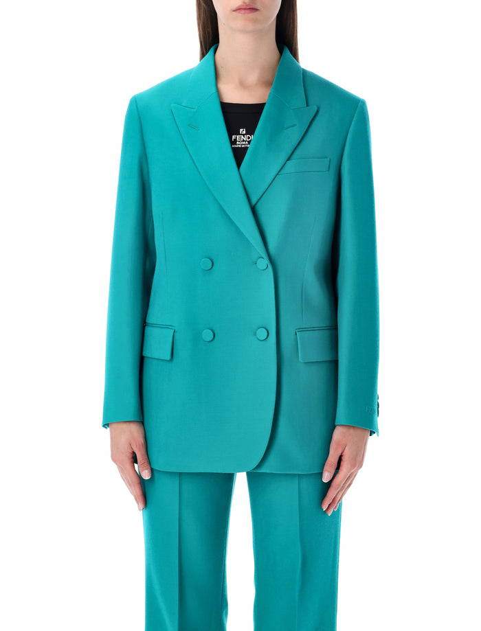 Fendi turquoise wool double-breasted blazer Virgin Lining