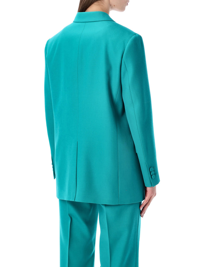 Fendi turquoise wool double-breasted blazer Virgin Lining