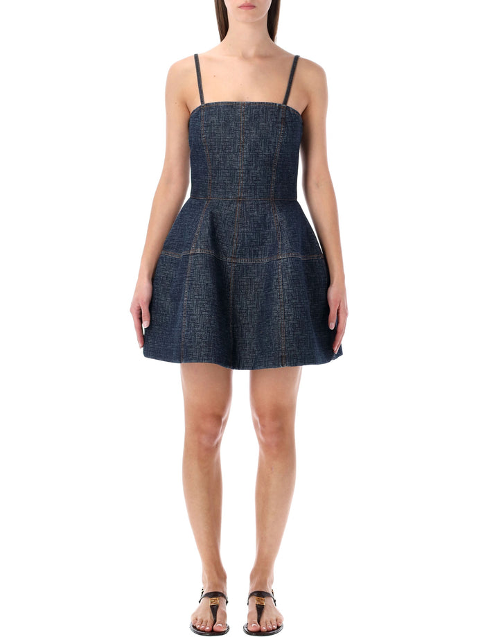 Fendi dark blue FF denim bustier dress Cotton