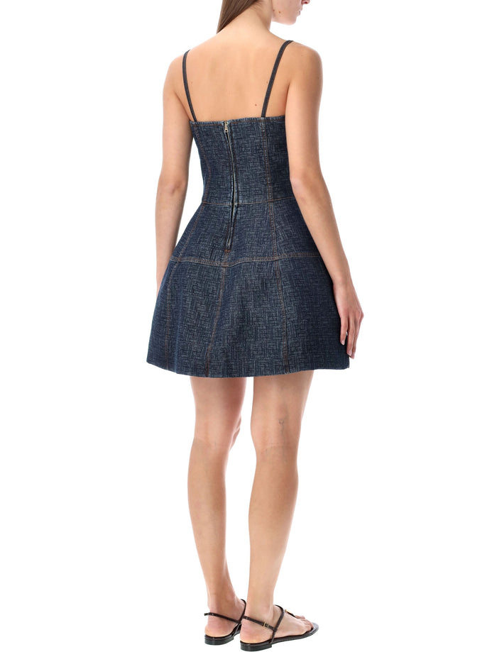 Fendi dark blue FF denim bustier dress Cotton