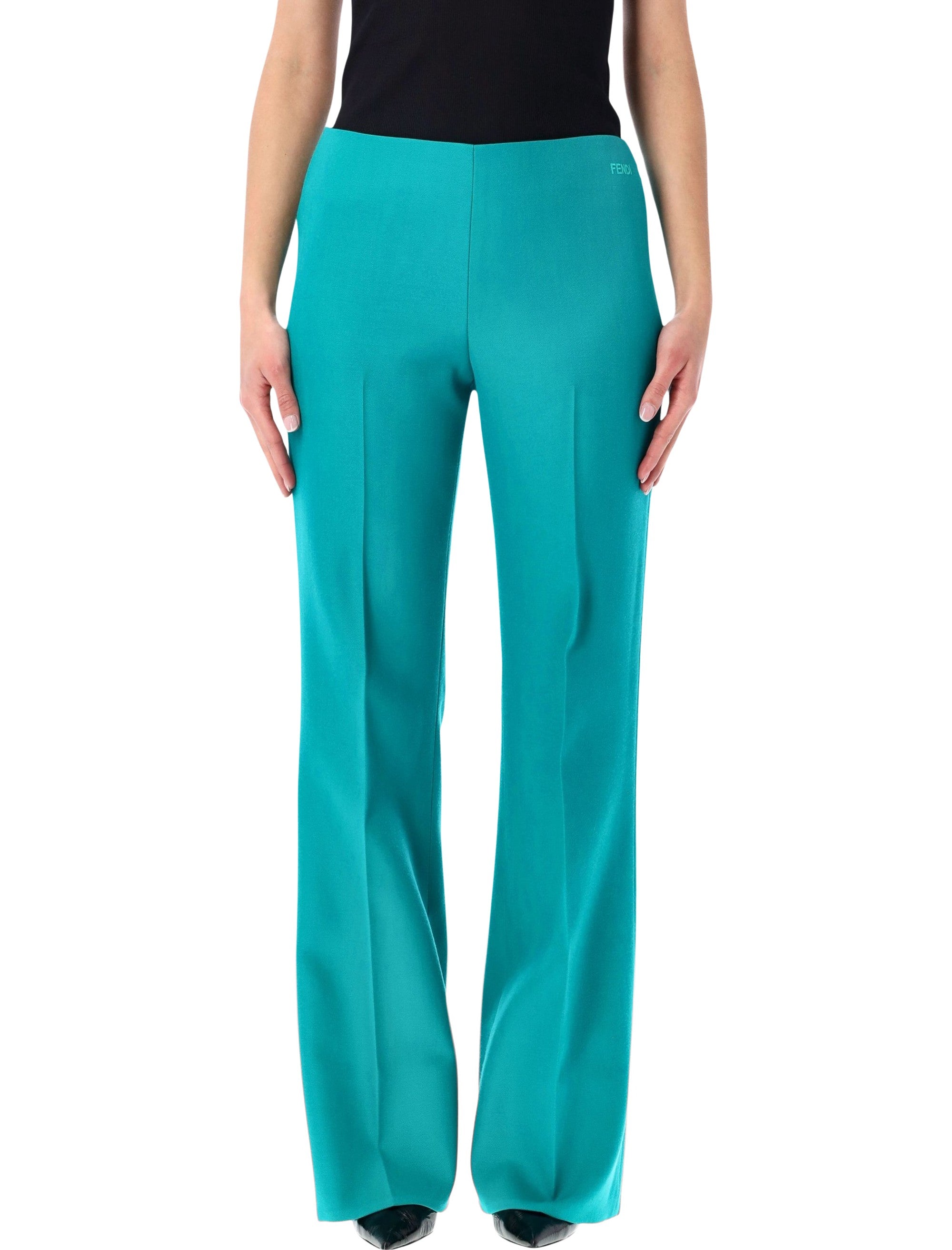 Fendi turquoise wool flared trousers Virgin Pant