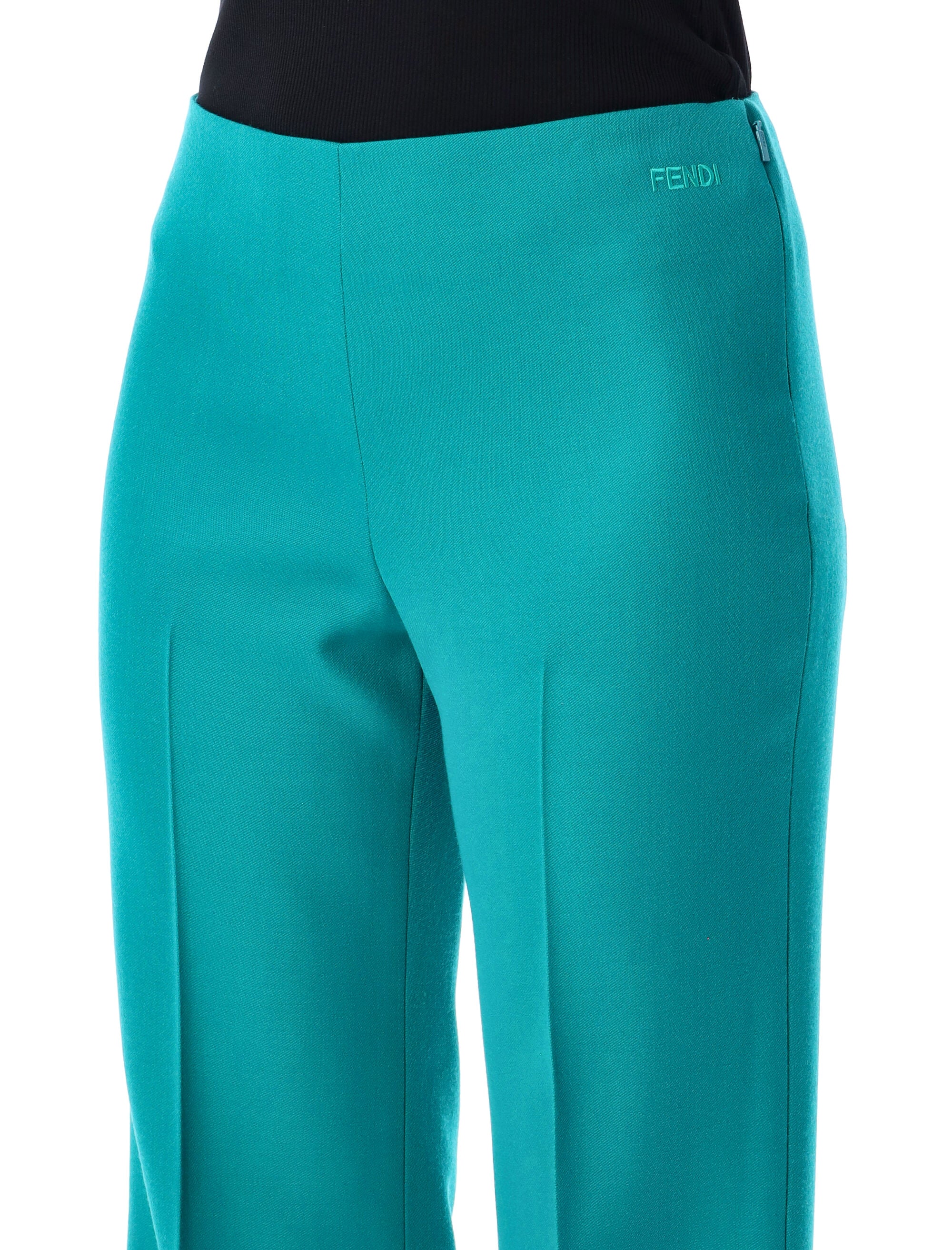 Fendi turquoise wool flared trousers Virgin Pant