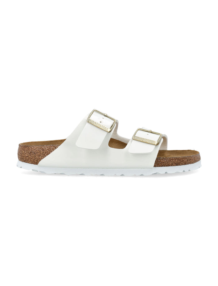 Birkenstock Arizona Birko-Flor patent womans sandals white Birkoflor