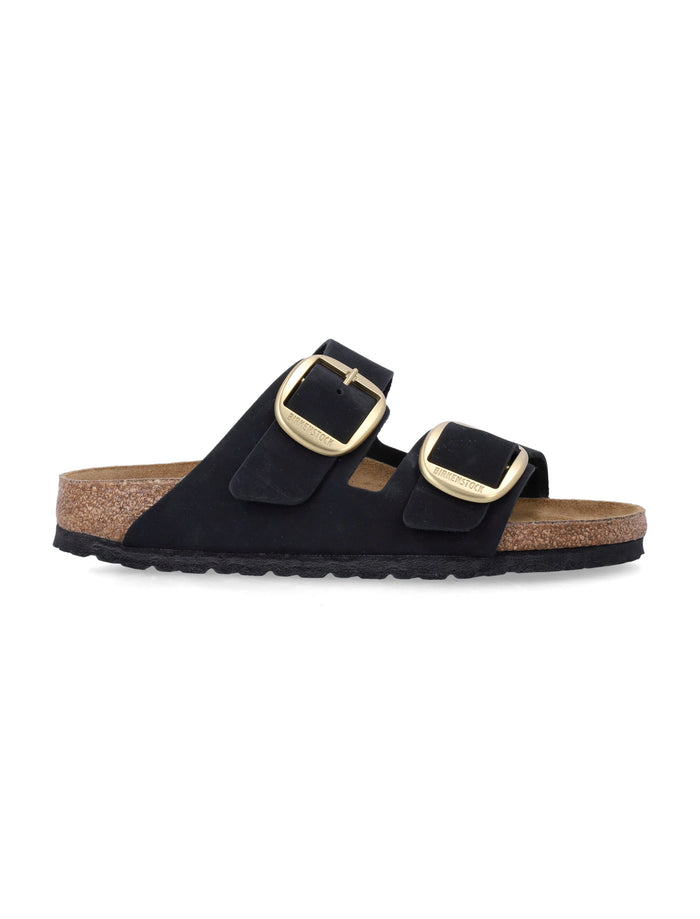 Birkenstock Arizona Big Buckle Nubuck Leather Sandals Black Upper