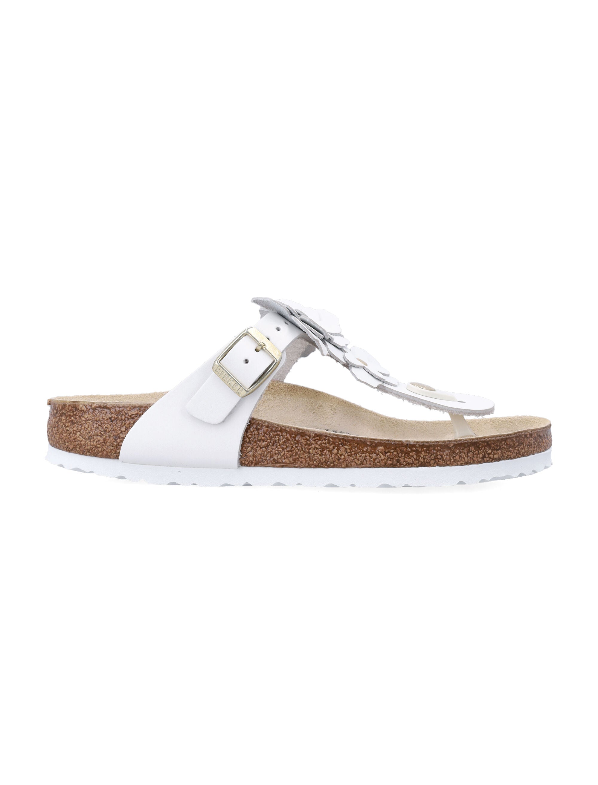 Birkestock Gizeh White Leather Flower Sandals Upper