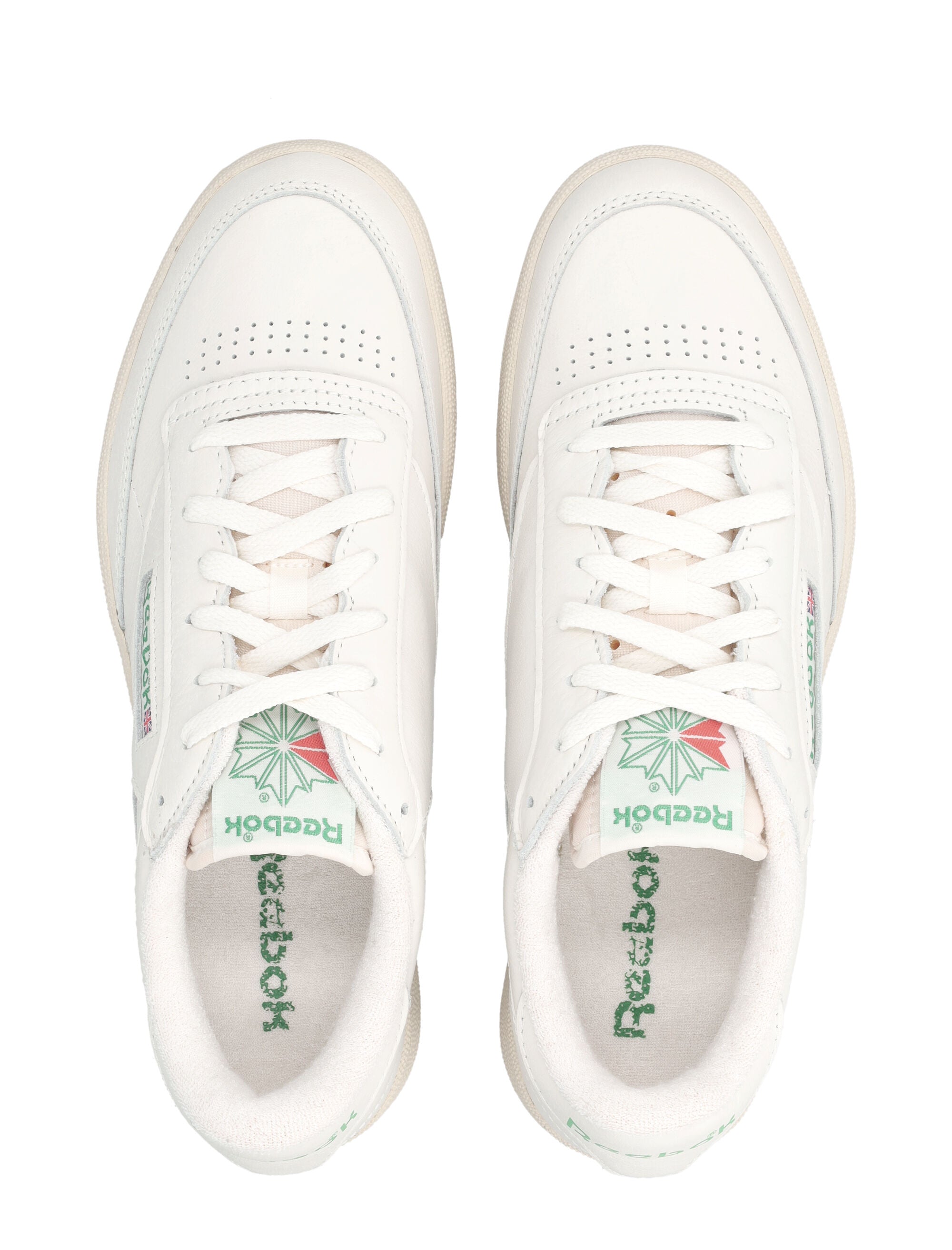 Reebok Club C 85 Vintage Leather Sneakers White And Green Top Chalk Upper