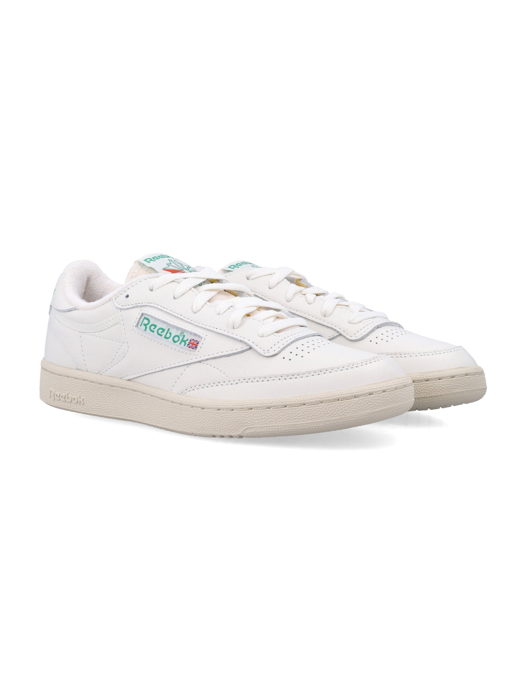 Reebok Club C 85 Vintage Leather Sneakers White And Green Top Chalk Upper
