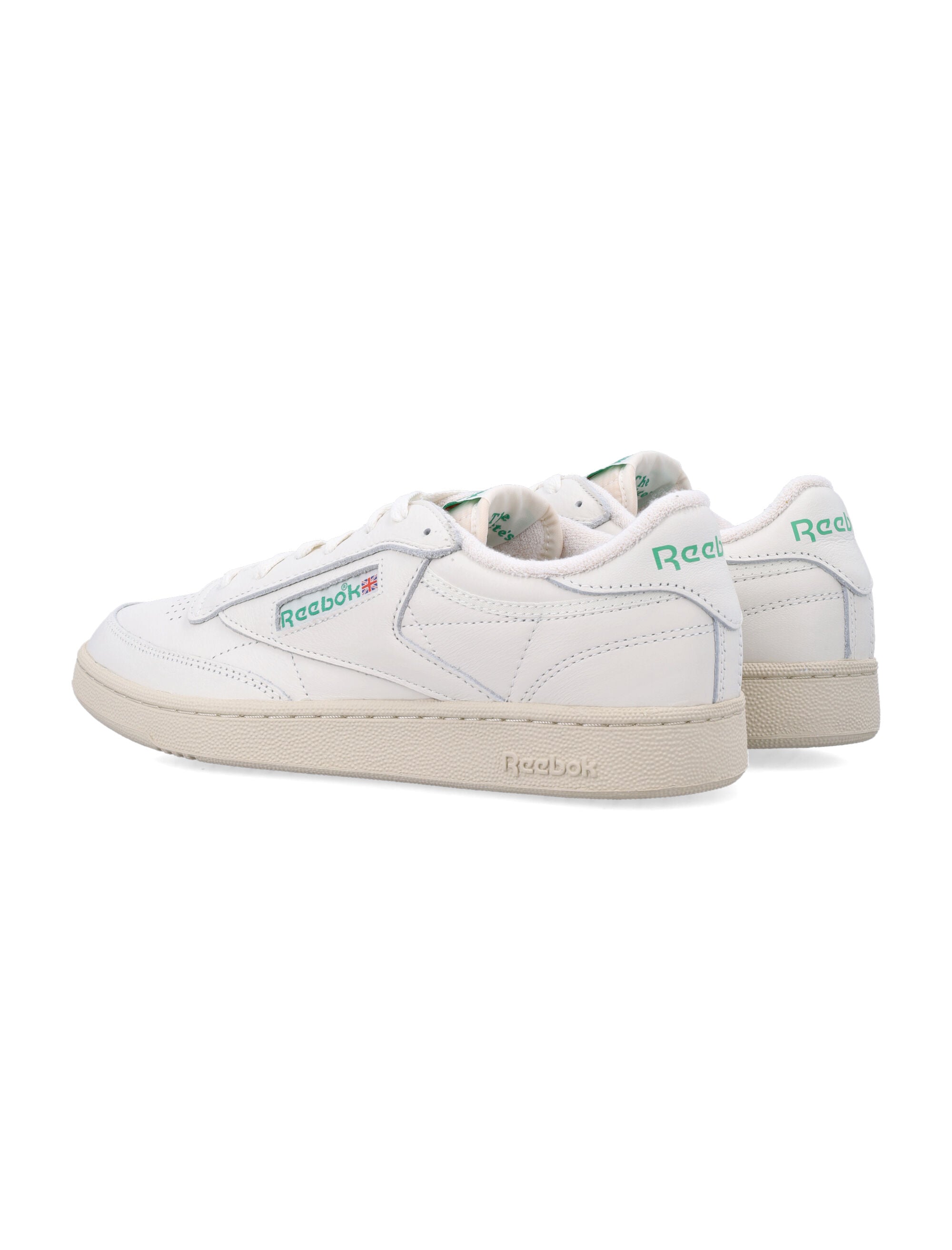 Reebok Club C 85 Vintage Leather Sneakers White And Green Top Chalk Upper